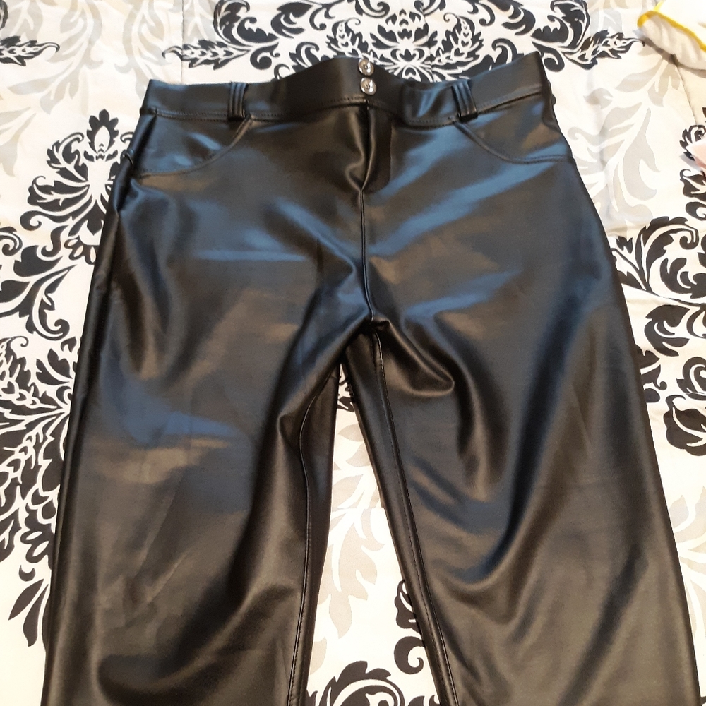 Faux leather pants